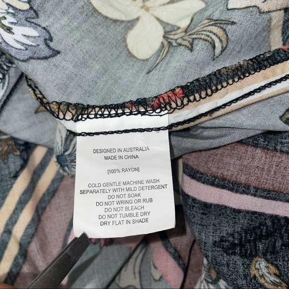 Abel The Label Floral Geometric Print Maxi Halter Top Sleeveless Dress Sz L - Picture 13 of 14